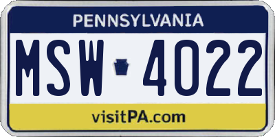 PA license plate MSW4022