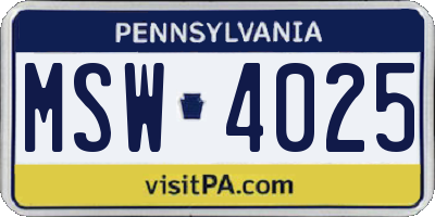PA license plate MSW4025