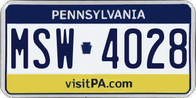 PA license plate MSW4028