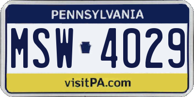 PA license plate MSW4029