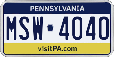 PA license plate MSW4040