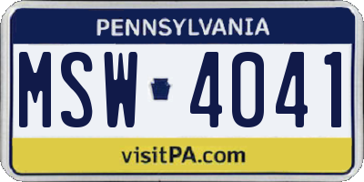 PA license plate MSW4041
