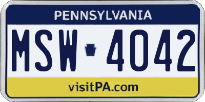 PA license plate MSW4042