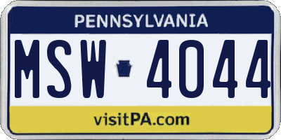 PA license plate MSW4044