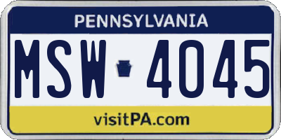 PA license plate MSW4045