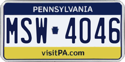 PA license plate MSW4046