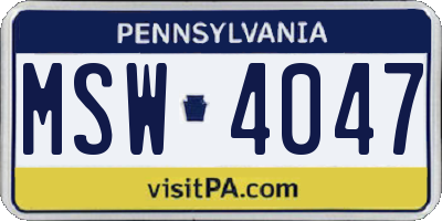PA license plate MSW4047