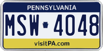 PA license plate MSW4048