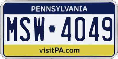 PA license plate MSW4049