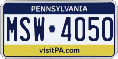 PA license plate MSW4050