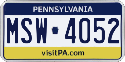 PA license plate MSW4052