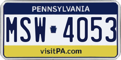 PA license plate MSW4053