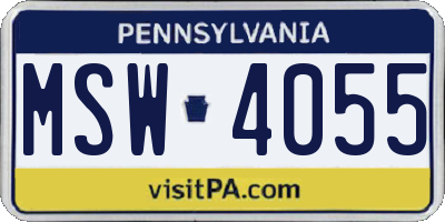 PA license plate MSW4055