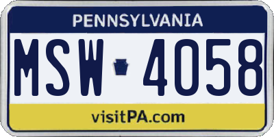 PA license plate MSW4058