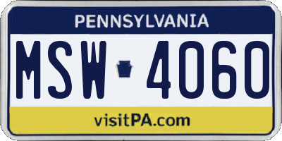 PA license plate MSW4060