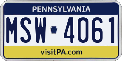 PA license plate MSW4061