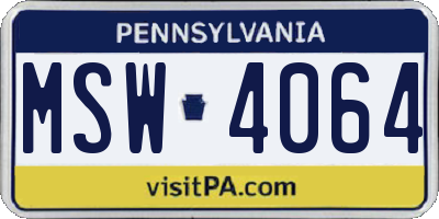 PA license plate MSW4064