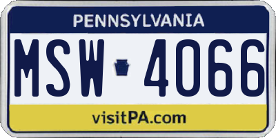 PA license plate MSW4066