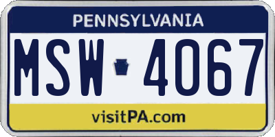 PA license plate MSW4067