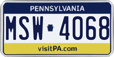 PA license plate MSW4068