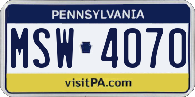PA license plate MSW4070