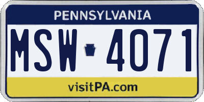 PA license plate MSW4071