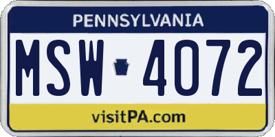 PA license plate MSW4072