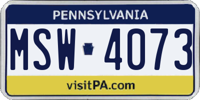 PA license plate MSW4073
