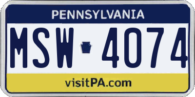 PA license plate MSW4074