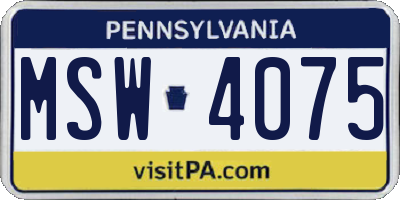 PA license plate MSW4075