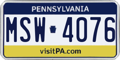 PA license plate MSW4076