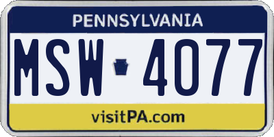 PA license plate MSW4077