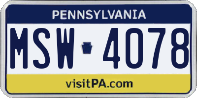 PA license plate MSW4078
