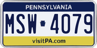 PA license plate MSW4079