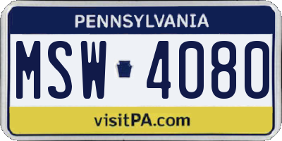 PA license plate MSW4080