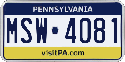 PA license plate MSW4081