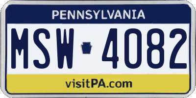 PA license plate MSW4082