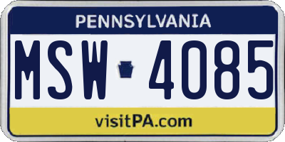 PA license plate MSW4085