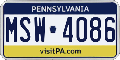 PA license plate MSW4086
