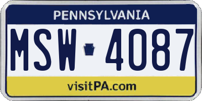 PA license plate MSW4087