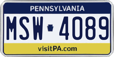 PA license plate MSW4089
