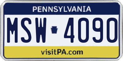 PA license plate MSW4090