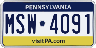 PA license plate MSW4091
