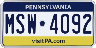PA license plate MSW4092