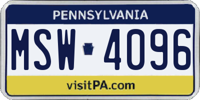 PA license plate MSW4096