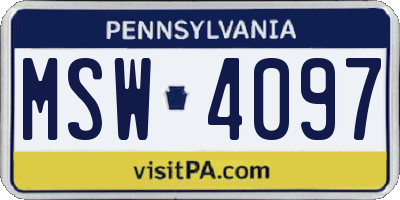 PA license plate MSW4097