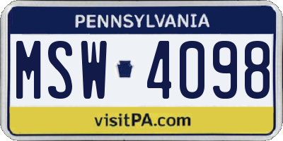PA license plate MSW4098