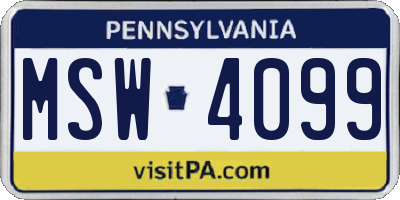 PA license plate MSW4099