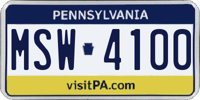 PA license plate MSW4100