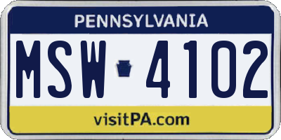PA license plate MSW4102